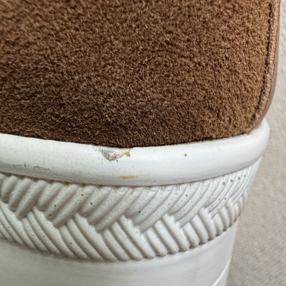 UNN Slip On Platform Sneaker Size 7W Penny Loafer High Heel Wedge Shoes Khaki - Picture 15 of 15